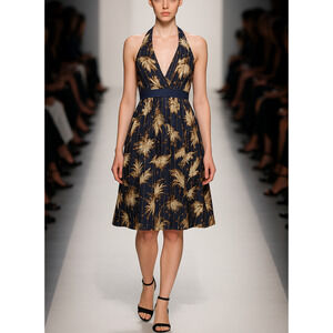 Laundry by Shelli Segal Halter Dress Feather Y2K Babydoll 6 Fairycore VTG Silk